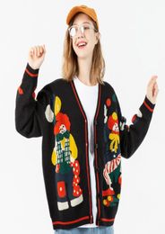 Harajuku Knitted Sweater Women Cardigan Oversize Streetwear Knit Jumper Funny Clown Print Cotton Unsiex Men039s Coats Sweaters9558821