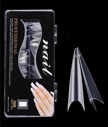 500pcsBox Stiletto False Nail Tips Clear Natural Acrylic Gel Extra Long Half Cover Nails Whole6435979