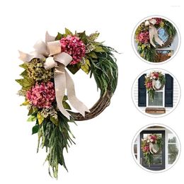 Decorative Flowers Simulation Garland Door Hanging Home Ornament Hydrangea Wreath Rustic Style Garden Decor Pendant Wall Eucalyptus Wreaths