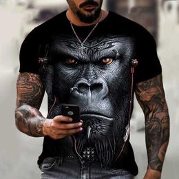 Men's T-Shirts New Fashion Gorilla Monkey 3D Printed T-shirt Unisex Summer Casual Short Sleeve Shirt Top S53105