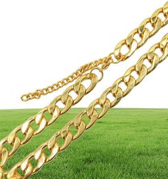 USENSET 11mm Stainless Steel 18K Gold Plated Cuban Curb Dog Pet or Cat Link Chain Collar Pet Supplies3185600