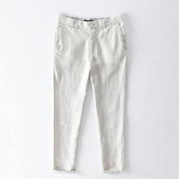 Spring/Summer 100% Linen Casual Pants Mens Loose Straight Large Mens Wear 240527