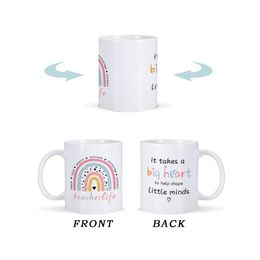 Teacher Present Rainbow Personalised Mug 11 oz Coffee Mug Best Teachers Thank You Customized Milk Tea Cup Gift Teacher's Day
