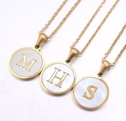 Newest Luxury Gold Color 26 Letter Necklaces Alphabet Shell Pendant Necklace Fashion Chain Necklace For Women Men Jewelry2456253