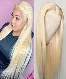 150 Density 13x6x1 Lace Front Wig 613 Bleached Knots 826 Inch Brazilian Virgin Human Hair Straight Wigs For Black Women89430324271497