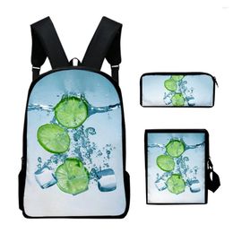 Backpack Harajuku Cool Lemon 3D Print 3pcs/Set Pupil School Bags Laptop Daypack Inclined Shoulder Bag Pencil Case