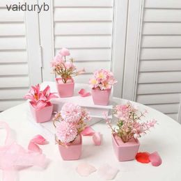 Blocks 5 pieces mini artificial flowerpot plants indoor desktop shelf decoration H240531