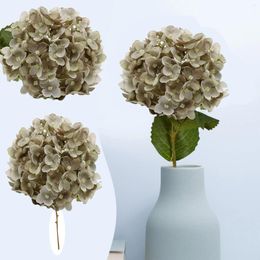 Decorative Flowers 1PC Grey Hydrangeas Bouquet Decoration Bridal Wedding Flower Real Latex Home And Roses