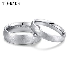 Accessories Bands Fashion JewelryRings TIGRADE 4 6mm Titanium Ring Dome Brushed Special Scratch Design Wedding Band Comfort Fit Si2729969
