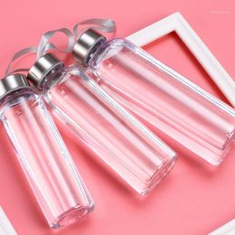 Hot Sale Outdoor Sports Portable Water Bottles Plastic Transparent Round Leakproof Travel Carrying for Water Bottle Studen Drinkware1 2998