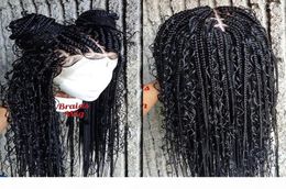 Fashion 180density full Beautiful Goddess box braids Lace front wig handmade curly braids Cornrow wig for black women6559359