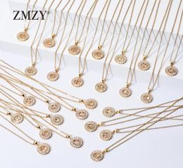 ZMZY 26pcslots Whole Lots Bulk Mixed AZ Letter Necklace Stainless Steel Chain Necklace CZ Crystal Gold Colour Pendant Y2008104876131