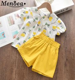 Menoea Kids Clothing Sets 2020 Girls Sleeveless Flower Pattern Clothes Suits Children Outfits Girl Lapel Clothes Suit1063645