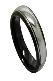 Vintage 6mm Width Black Rings for Men Tungsten Wedding Band Dome Band High Polished Silver Colour Outside 61313816298