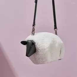 Bag 2024 Autumn And Winter Lamb Fur Leather Handbags Shoulder Messenger Sheep Cute Cartoon Animal Small Designer Bags