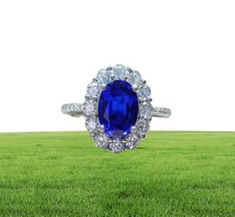 KNRIQUEN 100 Sterling Silver Created Moissanite Royal Blue Sapphire Gemstone Wedding Engagement Party Women039s Ring Fine Jewe99419154421
