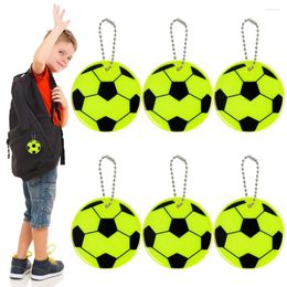 Decorative Figurines 6 Pcs Football Reflective Pendant Soccer Balls Keychain For Backpack School Bag Cycling Walking Running