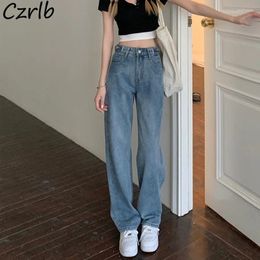 Women's Jeans High Waist Women Spring Korean Style Ins Vintage Denim Wide Leg Trousers Female All-match Loose Full Length Fashion Teens