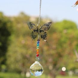 Decorative Figurines 1PCS Chandelier Crystals Ball Prisms Rainbow Beads Chakra Butterfly Suncatcher For Gift