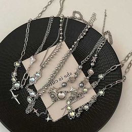 Pendant Necklaces Vintage Barotte Necklace For Women Girl Kpop Zircon Heart Cross Tassel Pendant Necklace Punk Clavicle Choker Aesthetic Jewellery S2453102