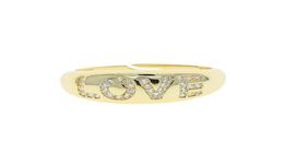 Wide Band Gold Colour Wedding Ring with Cz Paved Letter Love Engraved Whole Women Open Band Finger Ring Adjustable Size8032714