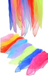 6060cm Silk Scarf Small Square Scarves Bandana Solid Colour Dance Show Props Candy Colour Head Wraps Women Kids HHA14047967300