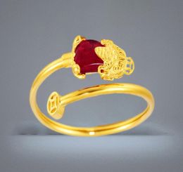 Ruby Animal Zirconia Charm 18k Yellow Gold Filled Beautiful Womens Bangle Bracelet Adjust Jewellery Pretty Gift3167812