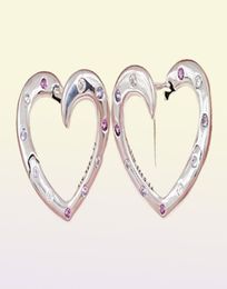Studs Bright Hearts Hoop Earrings Royal Purple & Lilac Crystals & Clear Cz Authentic 925 Sterling Silver Fits European Andy Jewel 297231NRPMX7959067