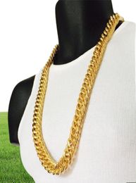 Fine Mens Miami Cuban Link Curb 14k Real Yellow Solid Gold GF Hip Hop 11MM Thick Chain JayZ Epacke9112283