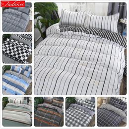 Bedding Sets Plain Stripe Duvet Cover 3/4pcs Set Single Full Double Queen King Size Quilt Comforter Pillow Case Soft Cotton Bed Linen