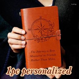 Engraved PU Leather Journal Personalized Gifts Customized Notebook A5 Drop Compass Rose Diary
