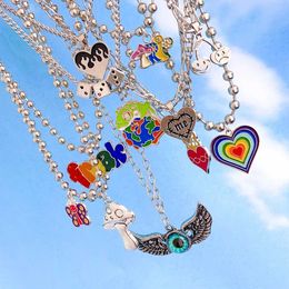 Pendant Necklaces Lost Lady Creative Simple Necklace Skull Peach Heart Angel Key Lock Butterfly Pendant Necklace Alloy Jewellery Wholesale Direct S2453102