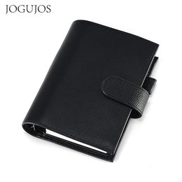 JOGUJOS Genuine Cow Leather Planner Notebook Binder A6 6 Rings Card Holder Multifunctional Diary Sketchbook Loose-leaf Organiser 240520
