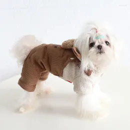 Dog Apparel 2024 Autumn And Winter Dogs Clothes Milk Coffee Bear Strap Four-legged Coat Cat Clothing Pet Jumpsuit