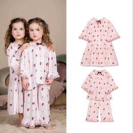 Pajamas Children High Quality Nightgown Kids Long Sleeve + Pant 2pcs Sets Children Cotton Pajamas Kids Home Clothes 2-12 Years Wz1106 Y240530