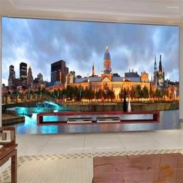 Wallpapers Wellyu Custom Wallpaper 3d Po Mural City Night Landscape Sea Sky Full TV Background Wall Painting Papel De Parede