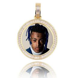 14K Gold Custom Made Memory Picture Po Pendant Iced with 18quot 20quot 24quot Rope Chain Necklace Zircon Bling Mens Hip h3519035