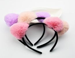 New Design Korea Plush Rabbit Ear Headband Women Cat Ear Scrunchy Width Bath Kawayi Hair Band Girls Hair Accessories9718854