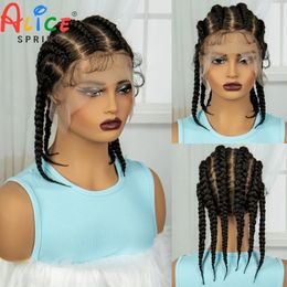 14inch Transparent Synthetic Full Lace Braided Wigs Short Lace Frontal Bob Wigs for Black Women Twist Knotless Box Lace Wigs 240523