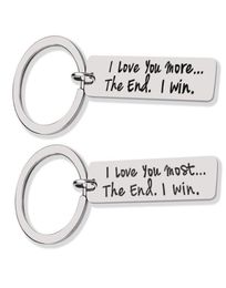 Custom Couple Jewellery Keychain I LOVE YOU MORE THE END I WIN Stainless Steel Charm Keyring Valentines Day Gift Husband Wife Gift6542393