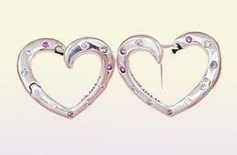Studs Bright Hearts Hoop Earrings Royal Purple & Lilac Crystals & Clear Cz Authentic 925 Sterling Silver Fits European Andy Jewel 297231NRPMX6208050