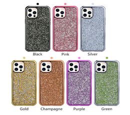 2in1 PC TPU Bling Glitter Cases for iPhone 7 8Plus 11 12 13 14 Pro Max Samsung S21 S22 Note 20 shinny Protector Phone Cover6825793