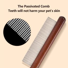 Dog Flea Comb Wood Handle Portable Flea Comb For Cat Dense Teeth Pet Grooming Brush Multifunctional Comfortable Pet Comb For