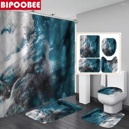 Shower Curtains High Quality Marble Curtain Stone Pattern Bath Mat Toilet Lid Cover Pedestal Carpet Polyester Fabric Bathroom