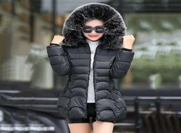Cotton Padded Jacket Women Double Thick Faux Fur Winter Coats Warm Hood Fur Plus Size Parkas Korean Gothic Black Overcoat 2XL2008228