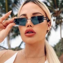 Sunglasses Brand Designer Rimless Cat Eye Men Women Irregular Geometric Tinted Lens Sun Glasses Sexy Girl Frameless Black Skades