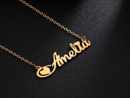 Custom Customizable Name Pendant Stainless Steel Gold Plated Necklace Women Letter Crown Personalised Jewellery Gift9023910