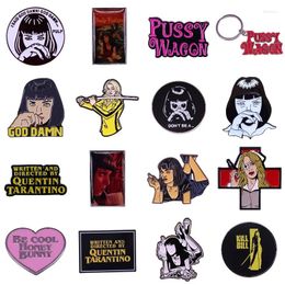 Brooches High Quality American Director Quentin Tarantino Movie Enamel Pin 90s Fans Lapel Metal Women Brooch Gift Wholesale