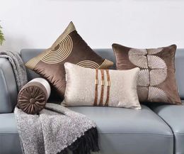 Pillow Coffee Colour Embroidered Cover Sofa Throw Counch Waist Pillowcase