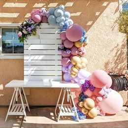 116pcs of pink,yellow,purple,and gold latex balloon wreath set for birthday parties,weddings,festivals,and picnics decoration